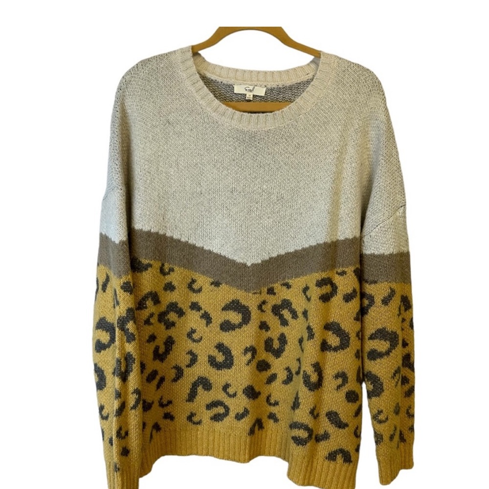 **SOLD** Easel lagenlook leopard print acyrlic sweater size 1X